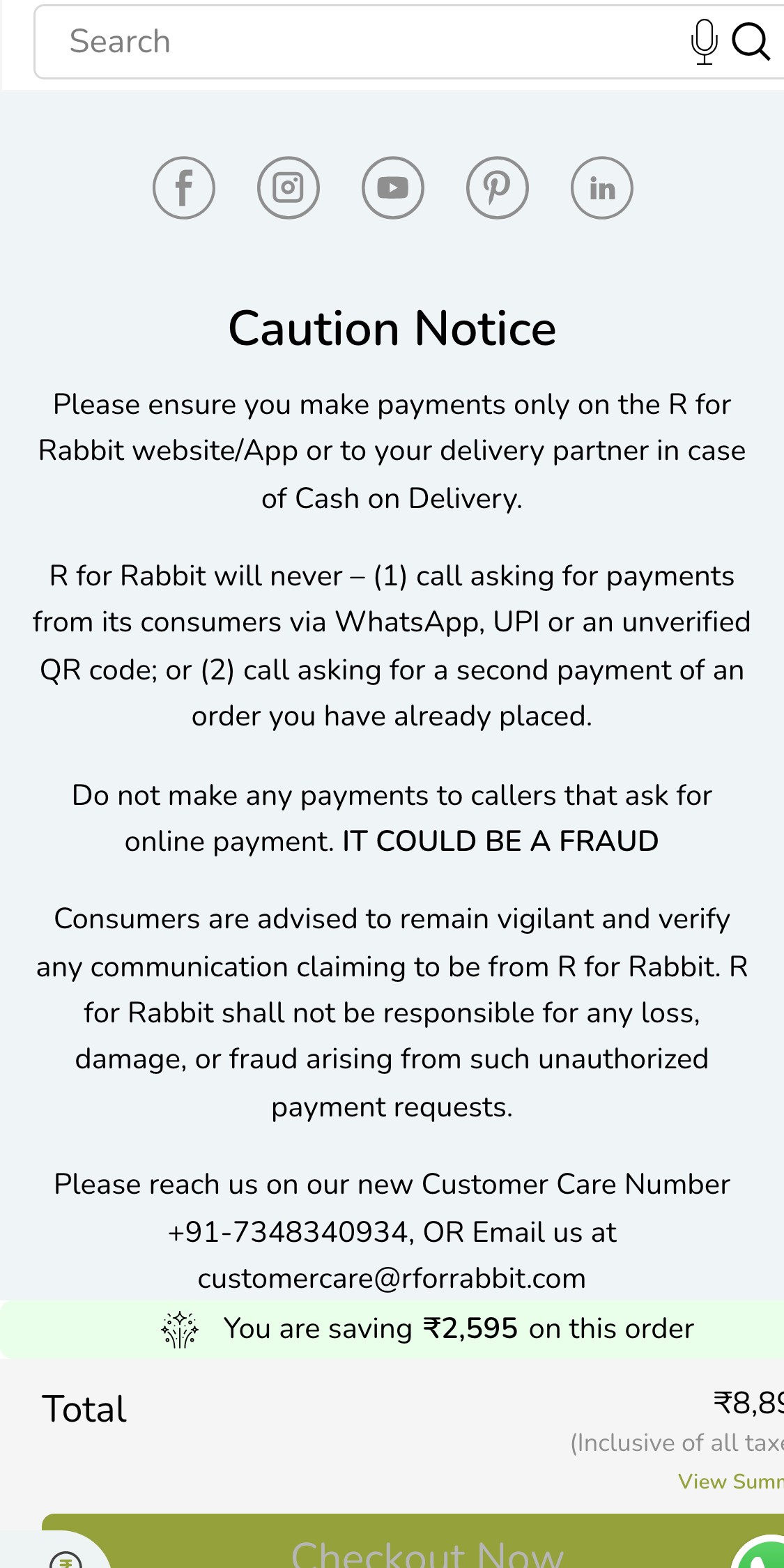 R for Rabbit — Cart Page