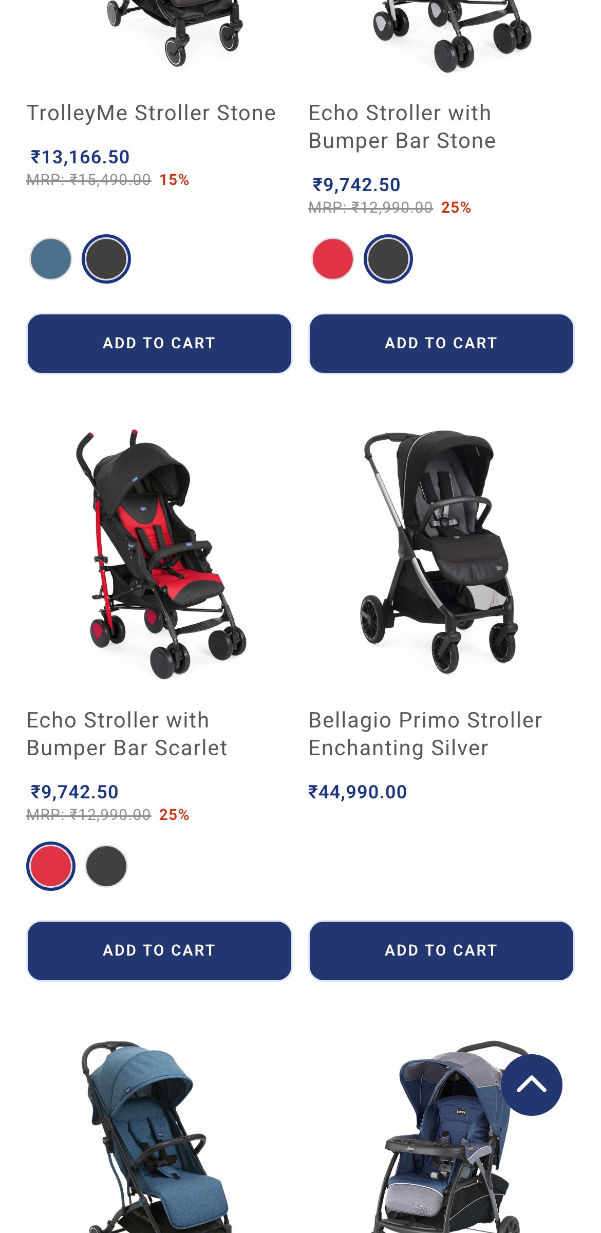 Chicco India — Strollers Collection (filters disappear on scroll)